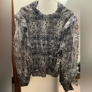 Blouse, free people, large, pristine condition, white and black